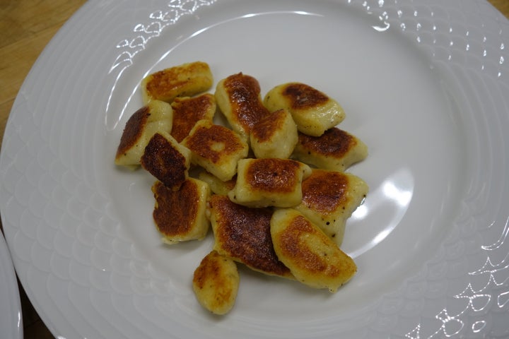 Browned gnocchi waiting for the rest of dinner