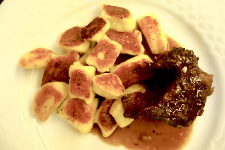 <p>With braised short ribs and their sauce</p>