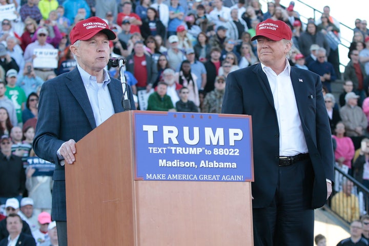 Sen. Jeff Sessions (R-Ala.), Trump's pick for attorney general, campaigning for Trump last year.