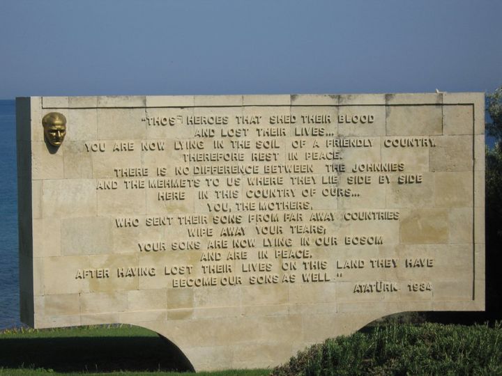 Ataturk’s letter, inscribed on a memorial in Gallipoli, Turkey