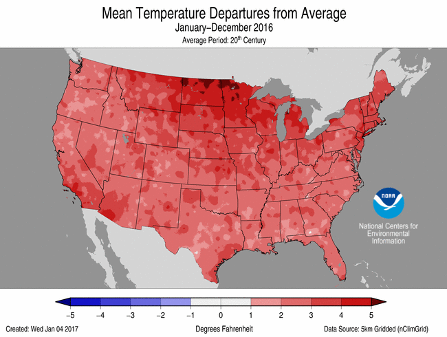 NOAA says 34 cities saw their warmest years on record and researchers found the second highest number of weather and climate-related disasters in any one year in 2016.