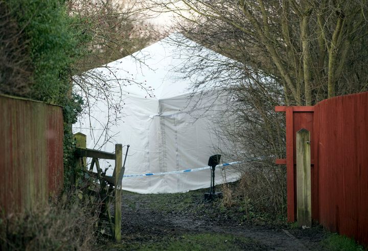 A police tent in Woodthorpe, York, where a teenager was arrested after the death of a seven-year-old girl 