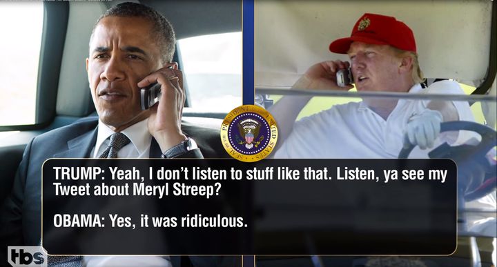 Obama and Trump engaged in a phony but funny phone call.