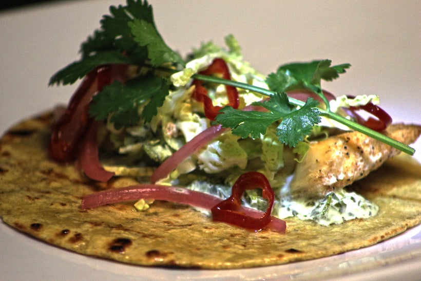 Peach wood Smoked Golden Tilefish Taco at Cress Restaurant