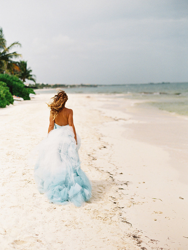 blue and white wedding gowns