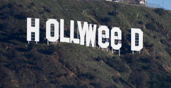 The "Hollywood" sign looked a bit different the morning of Jan. 1.