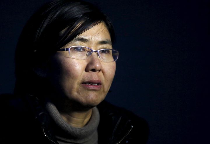 Human rights lawyer Wang Yu talks during an interview with Reuters in Beijing. 