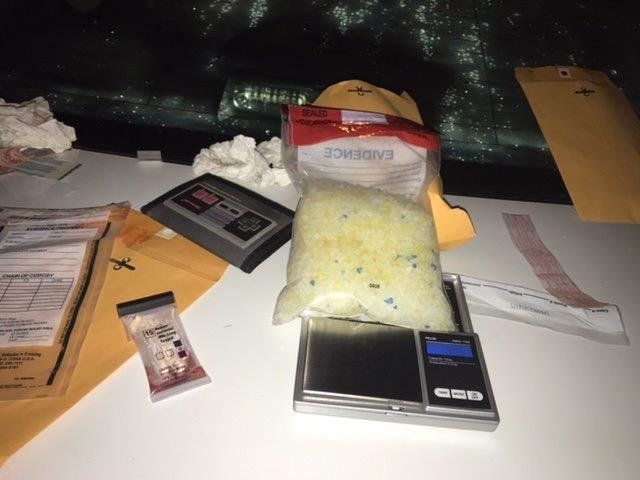 A photo police took of the cat litter that was mistakenly identified as meth.