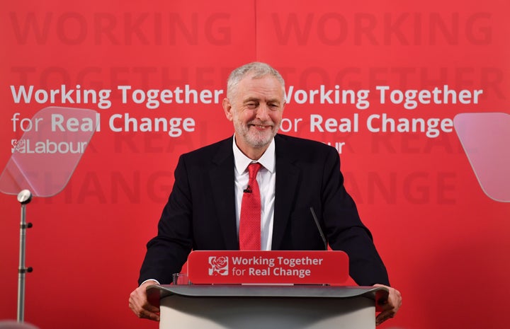 Jeremy Corbyn speaks in Freston, near Peterborough, central England, on January 10, 2017