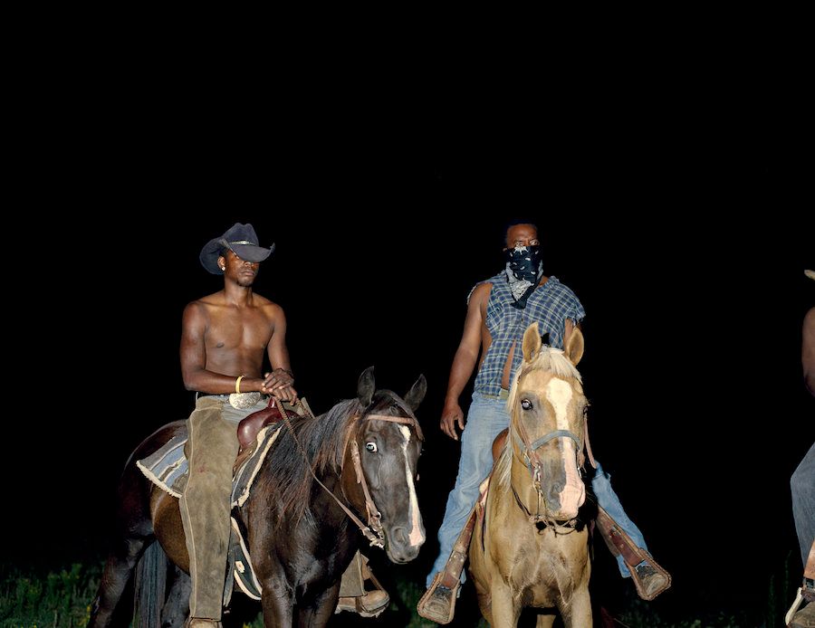 Deana Lawson, "Cowboys," 2014, inkjet print mounted on Sintra, courtesy the artist and Rhona Hoffman Gallery