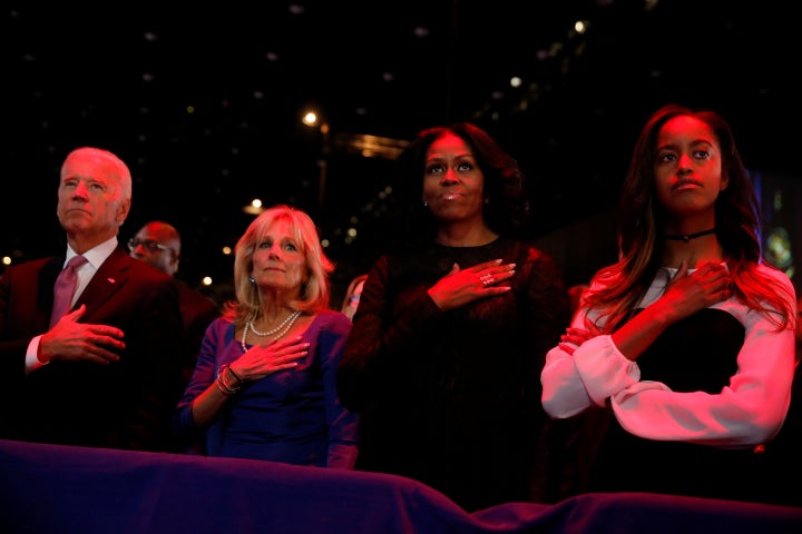 Obama thanked Vice President Joe Biden, his wife Jill Biden, first lady Michelle Obama and daughter Malia Obama during h