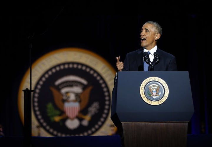 President Barack Obama delivers his farewell address to a packed Chicago Convention Center.