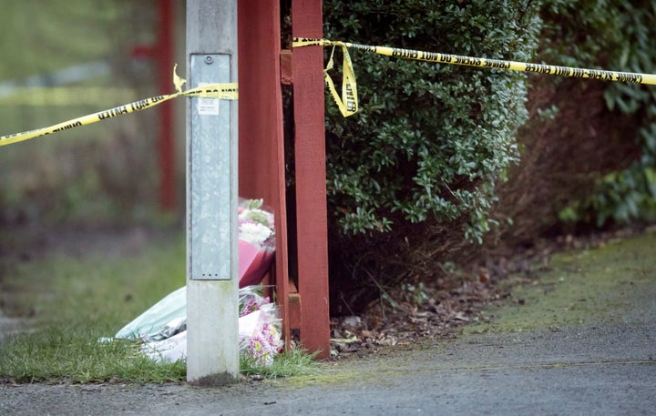 <strong>Floral tributes are left near the Woodthorpe area of York where Rough was killed</strong>