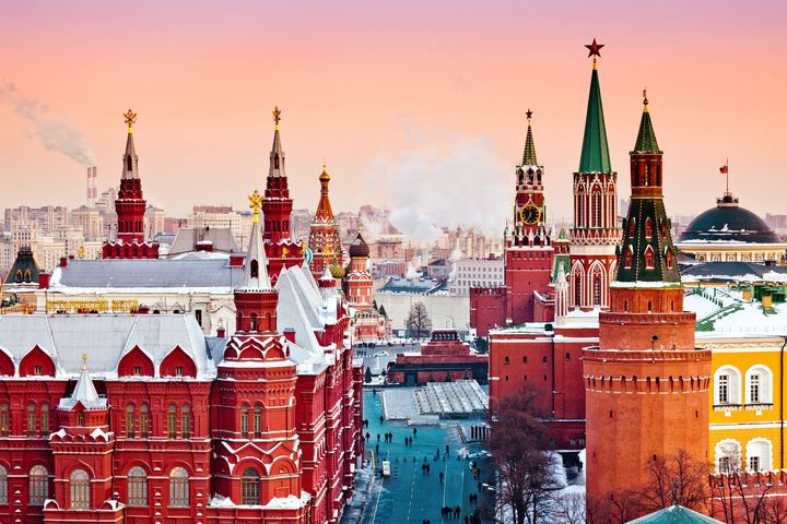 The view from the roof of the Moscow Ritz-Carlton hotel where the alleged sexual acts are supposed to have occurred. Suites cost around £14,000 a night.