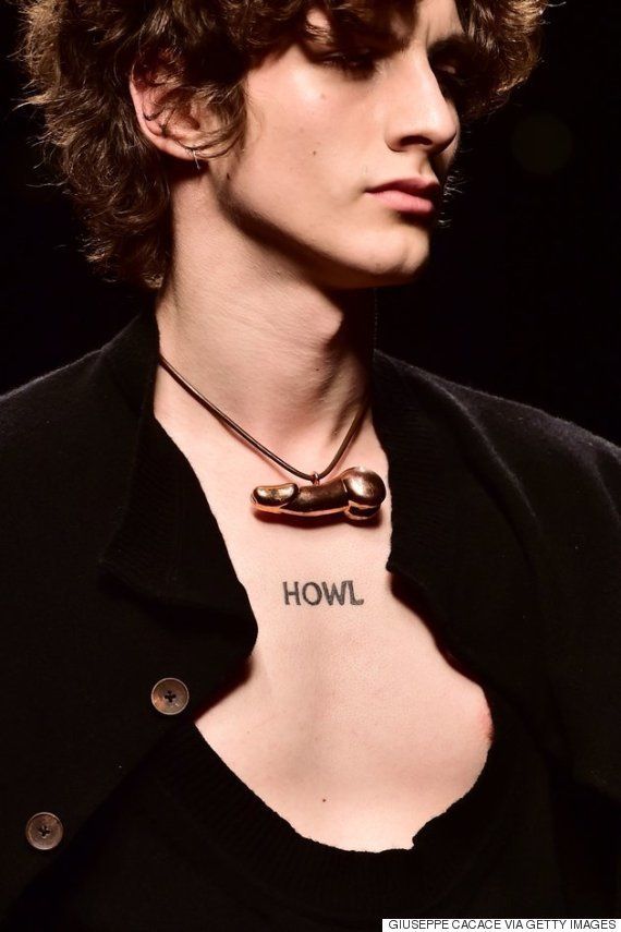 A model presents a Vivienne Westwood creation during the men autumn/winter 2016/2017 collection shows at Milan Fashion Week on 17 January 17 2016.