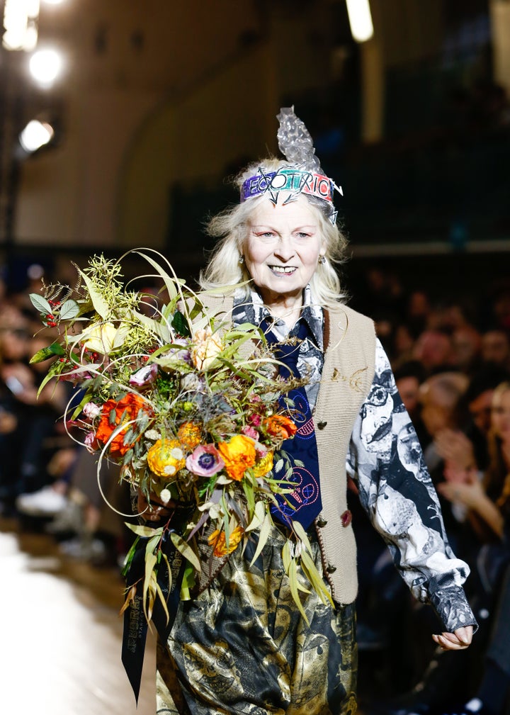 Vivienne Westwood walks the runway at Vivienne Westwood during London Fashion Week Men's January 2017.