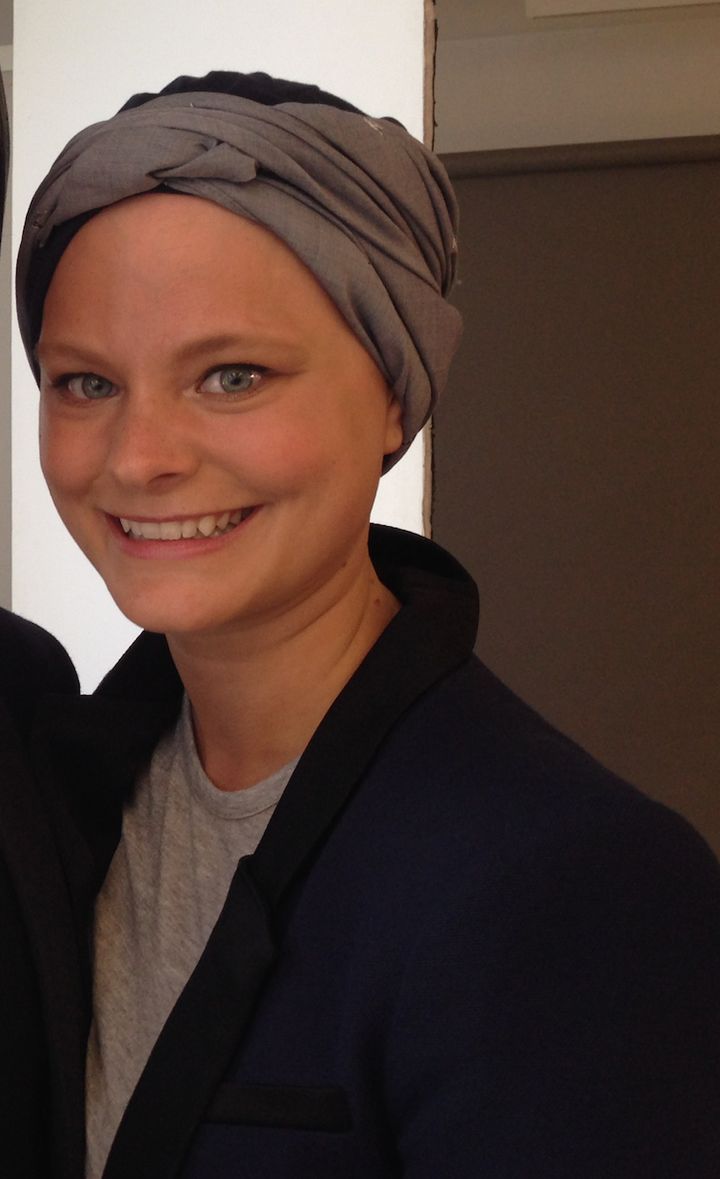 <p>Transitions Hair Solutions client Malin Mumford stylishly wears a headscarf. </p>