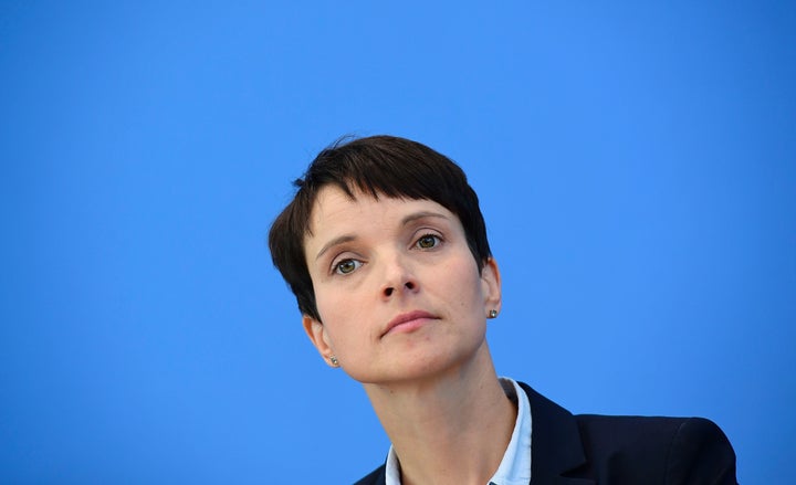 Leader of the 'Alternative fuer Deutschland' (AfD) Frauke Petry attends a press conference one day after regional elections in Berlin on September 19, 2016.