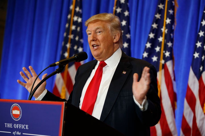 <strong>Germaphobe: Donald Trump speaks during his extraordinary news conference on Wednesday</strong>