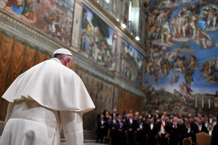 Pope Francis arrives at the Sistine Chapel on January 9, 2017.