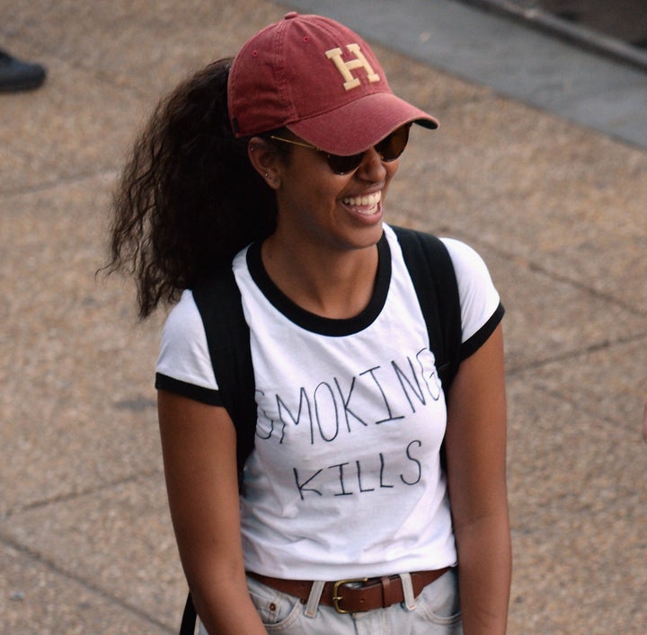 Malia in her "Smoking Kills" t-shirt.