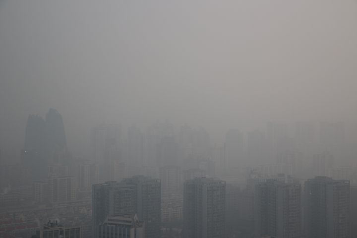 Smog hangs over Beijing. 