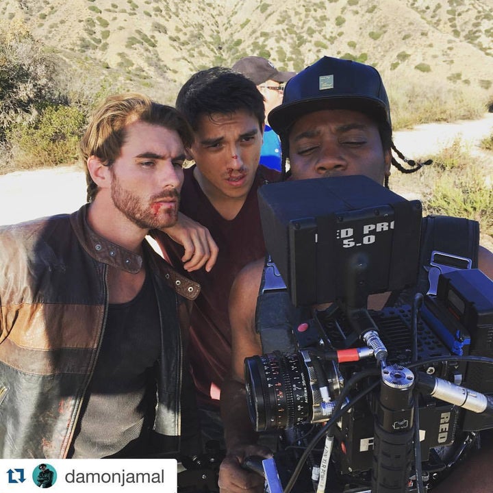 Christian Howard, Peter Jang, and Wesley Clouden on set for the short film Nothing is Sacred.