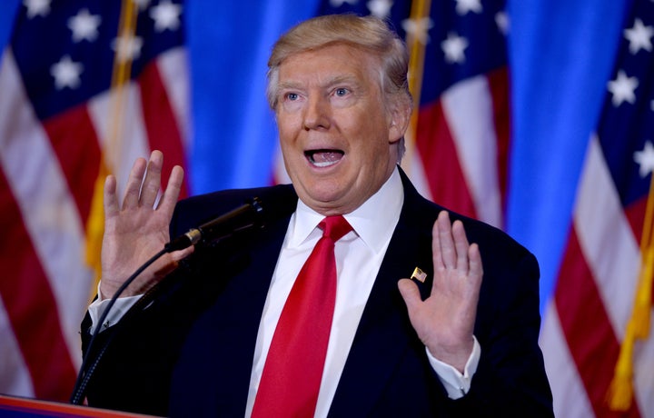 US President-elect Donald Trump speaks at a press conference at Trump Tower on January 11, 2017.