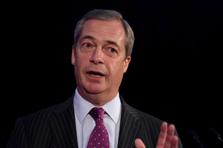 Nigel Farage gives a speech in London, Nov. 28, 2016.