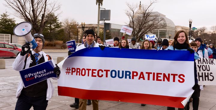 <p>Health professional students rally in Washington, D.C. on January 9th for #ProtectOurPatients Day of Action</p>