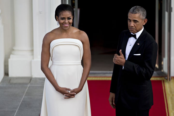 Thumbs up to this killer Brandon Maxwell gown FLOTUS wore to a State Dinner in August 2016.