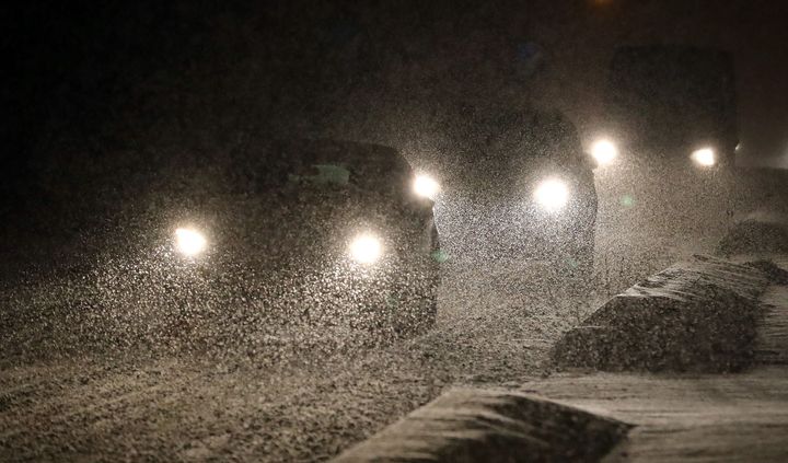 Drivers in snowy conditions near Wrotham in Kent