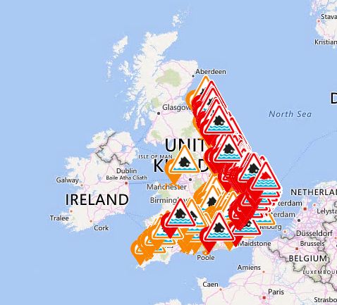 Flood warnings were in place for much of the country