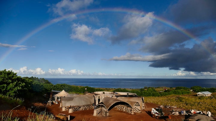 Toki Rapa Nui, School for Music and Arts, built entirely of recycled material, by volunteers from all over the world, Easter Island