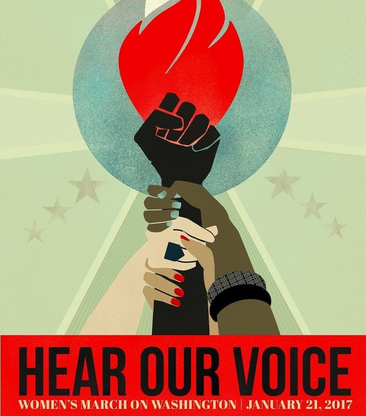 Illustration titled “Hear Our Voice” by Liza Donovan, created for the Women's March on Washington. Read more about march art <a href="https://www.huffpost.com/entry/womens-march-poster-art_n_5873c531e4b02b5f858a2b1d" role="link" class=" js-entry-link cet-internal-link" data-vars-item-name="here" data-vars-item-type="text" data-vars-unit-name="5878e0e8e4b0e58057fe4c4b" data-vars-unit-type="buzz_body" data-vars-target-content-id="https://www.huffpost.com/entry/womens-march-poster-art_n_5873c531e4b02b5f858a2b1d" data-vars-target-content-type="buzz" data-vars-type="web_internal_link" data-vars-subunit-name="article_body" data-vars-subunit-type="component" data-vars-position-in-subunit="0">here</a>.