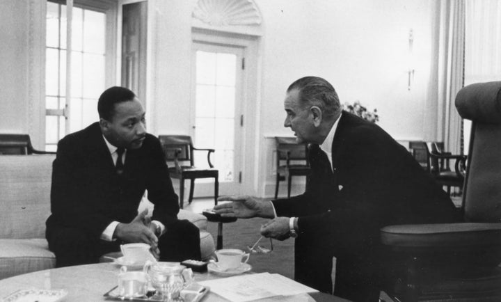 Dr. King meeting with Lyndon B. Johnson.