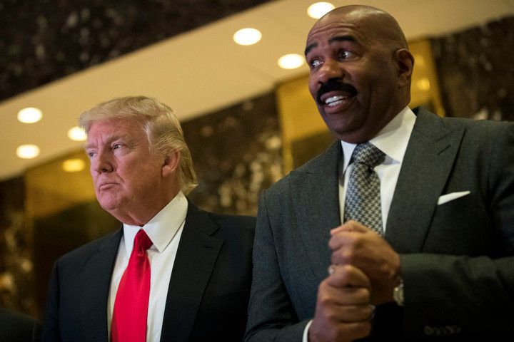 Donald Trump meets with Steve Harvey Friday at Trump Tower.