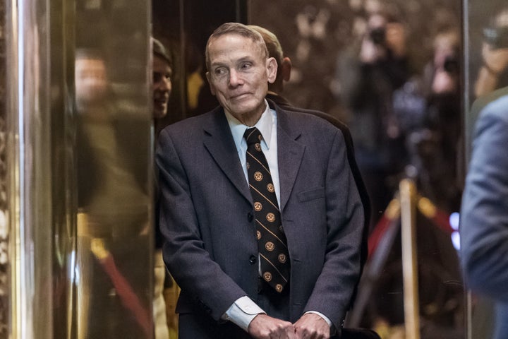 Physicist William Happer in an elevator in Manhattan's Trump Tower on Friday.