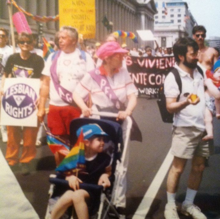Me with my grandmother at an LGBTQ rights march in D.C. in 1993. 