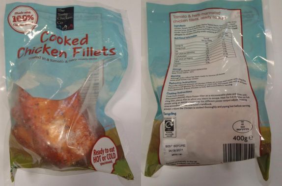 The affected products included cooked chicken fillets under the Tasty Chicken Co. brand