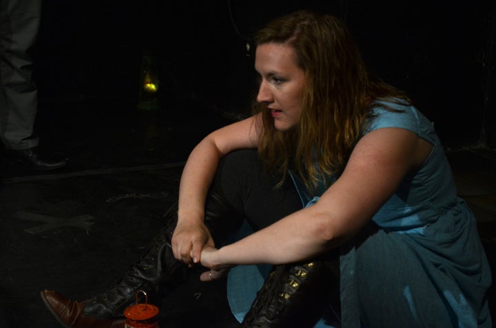 Brandi acting in “This Girl Laughs, This Girl Cries, This Girl Does Nothing” in Prague Fringe Festival. She produce and starred in this production.