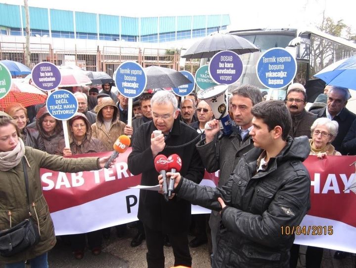 Turkish Medical Association protesting coal power plant in Bursa, Turkey.