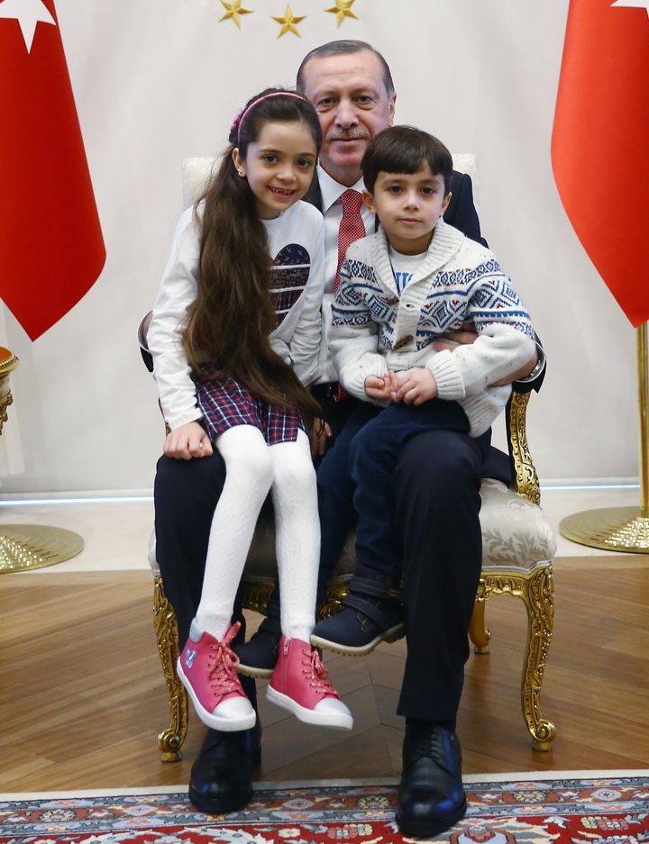 Bana and her brother meet Turkish president Recep Tayyip Erdoğan
