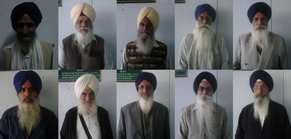 Released Sikh political prisoners (L to R): Bapu Assa Singh, Bapu Saroop Singh, Bapu Maan Singh, Bapu Harbhajan Singh, Bapu B