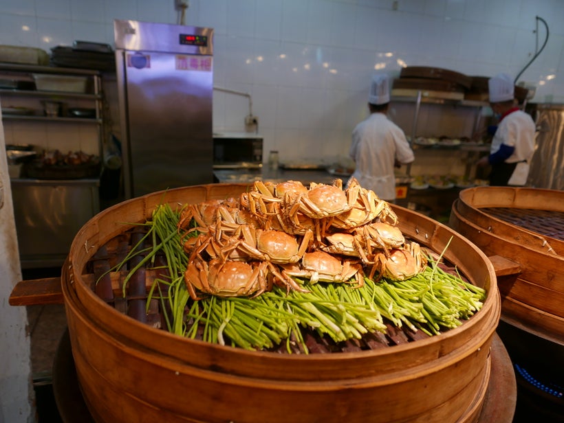 Traditional steamed crabs