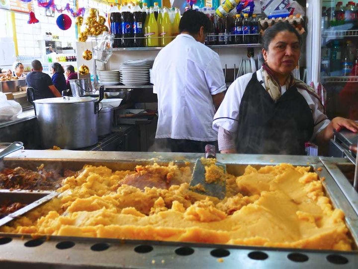 Llapingachos at Santa Clara market in Quito