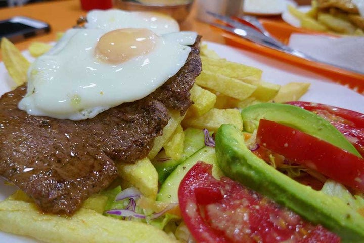 A freshly made churrasco in Guayaquil