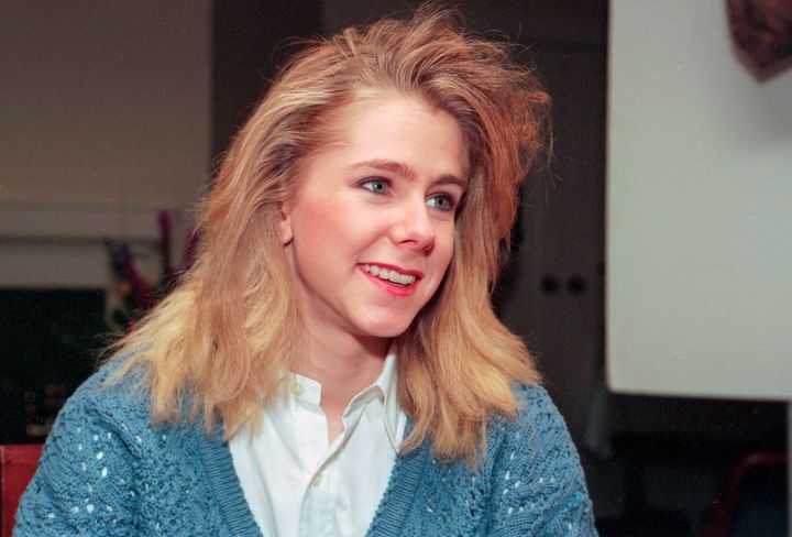 For comparison: Tonya Harding sits for an interview in Portland for the program