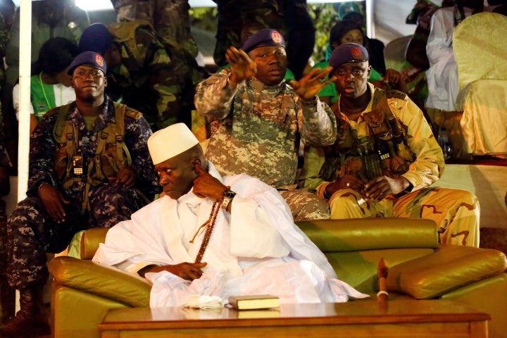 Gambian President Yahya Jammeh attends a rally in Banjul, Gambia, on Nov. 29, 2016. After losing the presidential election on Dec. 1, he attempted to challenge the election results in court and has refused to concede to his opponent, Adama Barrow.