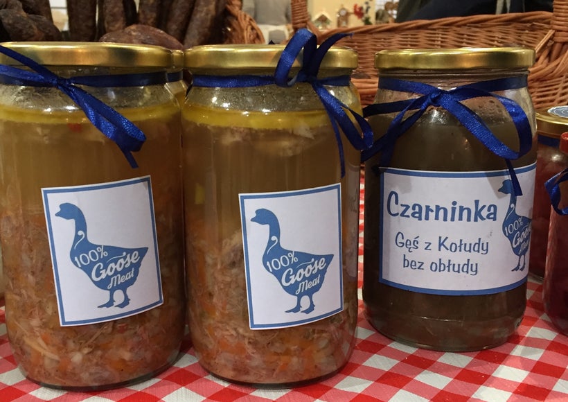 Goose artisanal products at a market in Toruń, Poland